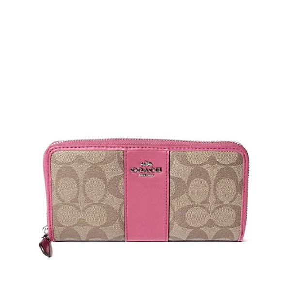COACH 女士經典馬車LOGO拼色長款拉鏈錢包 COACH 女士經典馬車LOGO拼色長款拉鏈錢包
