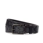 COACH 經典C Logo 雙面兩用皮帶 腰帶 男款 黑灰色 寬3.8CM