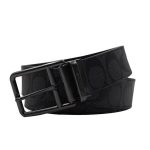 COACH 經典C Logo 雙面兩用皮帶 腰帶 男款 黑灰色 寬3.8CM