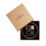 COACH 蔻馳 經典皮革腰帶禮盒款 男款 黑棕色 寬3.8CM