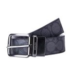COACH 蔻馳 經典老花 PVC 禮盒裝雙頭腰帶 男款 黑灰色 款3.8cm