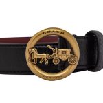 COACH 蔻馳 經典時尚馬車扣女士皮帶 腰帶 黑色 寬2.5CM