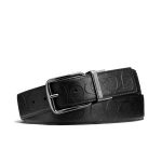 COACH 蔻馳 經典浮雕C LOGO 針扣式雙面腰帶 皮帶 男款 黑色 寬3.8CM