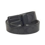 COACH 蔻馳 經典PVC印花雙面腰帶 皮帶 男款 黑色 寬3.5CM