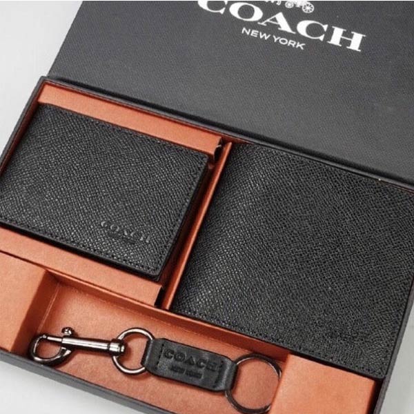 COACH 蔻馳 荔枝紋皮革三合一短款錢夾 COACH 蔻馳 荔枝紋皮革三合一短款錢夾